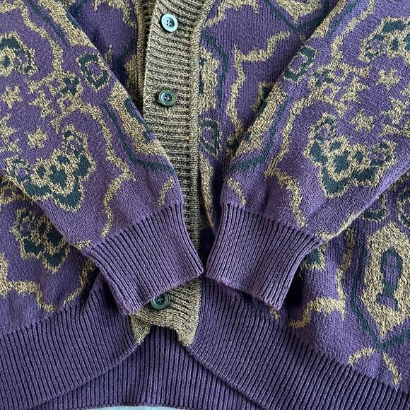 š„VTG Generra Made In USA Abstract Geometric Grandpa Grunge Cardigan Sweater - Picture 6 of 13